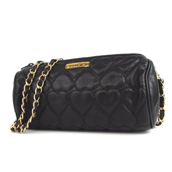 Authentic MOSCHINO Heart Quilting Chain Shoulder Bag leather [Used]